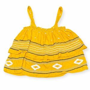PIPER BY TOWNSEN for ANTHROPOLOGIE Women’s Yellow Sleeveless Boho Embroidered Ru